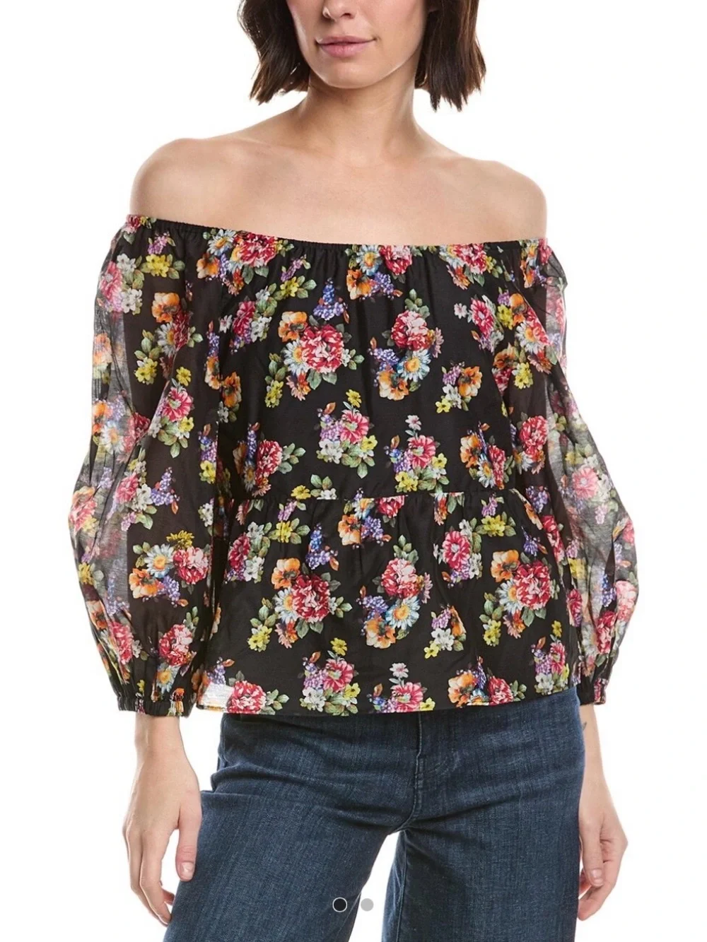 Alice + Olivia floral print ruffle peasant top